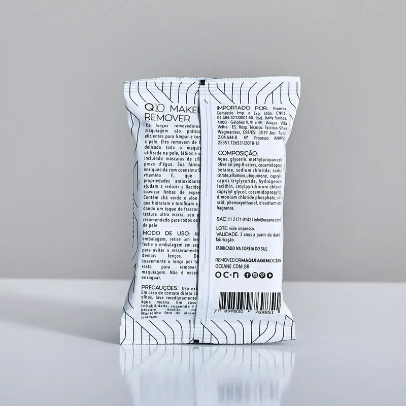 Lenços Demaquilantes C/ Q10 e Vitamina e - Q10 Makeup Remover 20un